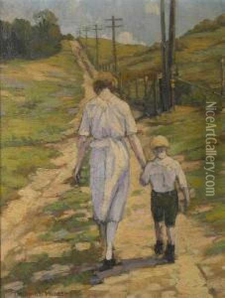 Two Figures On A Country Road Oil Painting - Thorwald Probst