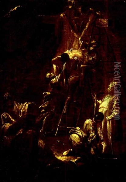 The Descent From The Cross Oil Painting - Leonard Bramer