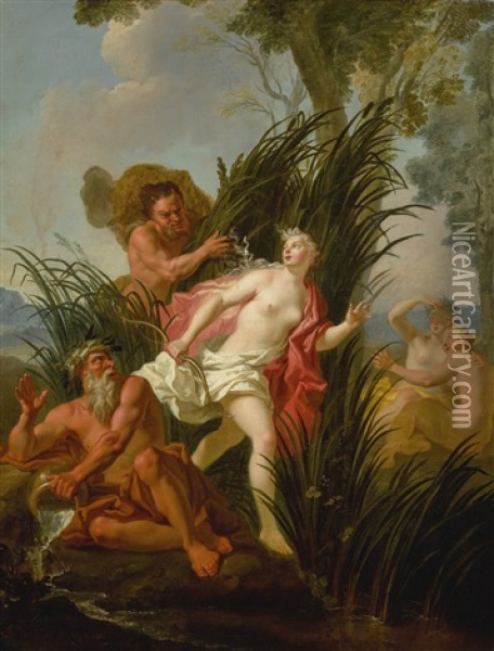 Alpheus Pursuing Arethusa Oil Painting - Charles-Antoine Coypel