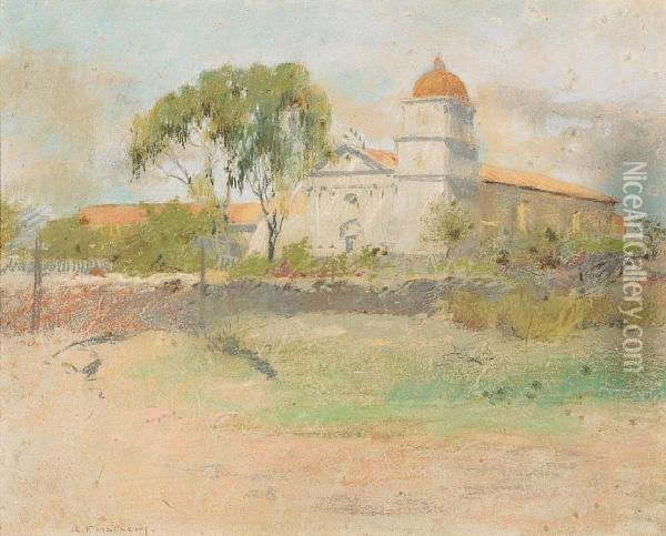 Santa Barbara Mission Oil Painting - Arthur Frank Mathews