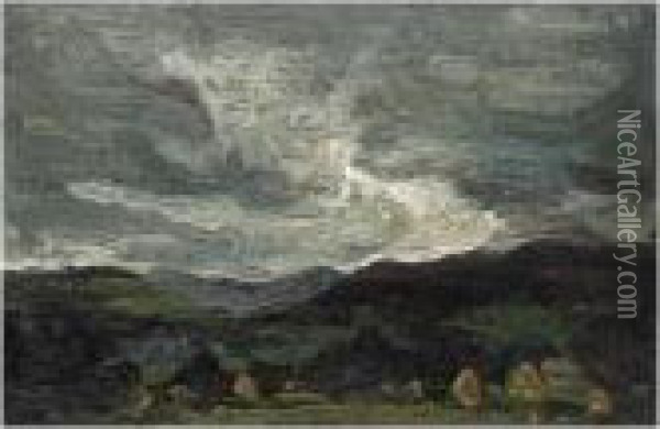 Landscape With Haystacks Oil Painting - Samuel John Peploe