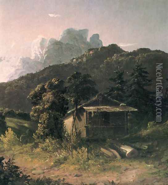 House in the Adirondacks Oil Painting - David Johnson