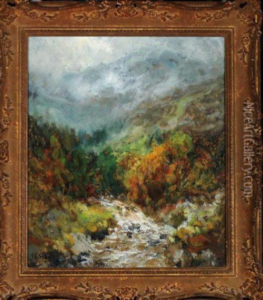 A Mountain Torrent Oil Painting - John Falconar Slater