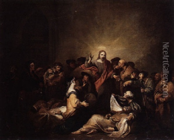 Christ Healing The Sick Oil Painting - Christian Wilhelm Ernst Dietrich