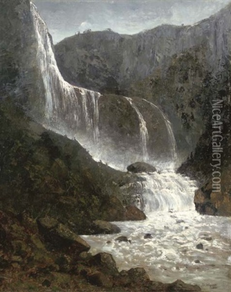 Iguacu Waterfall Oil Painting - Bernhard Wiegandt