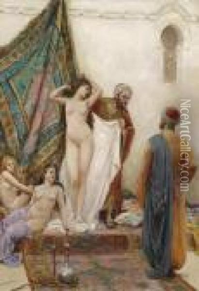 At The Slave Market Oil Painting - Fabbio Fabbi