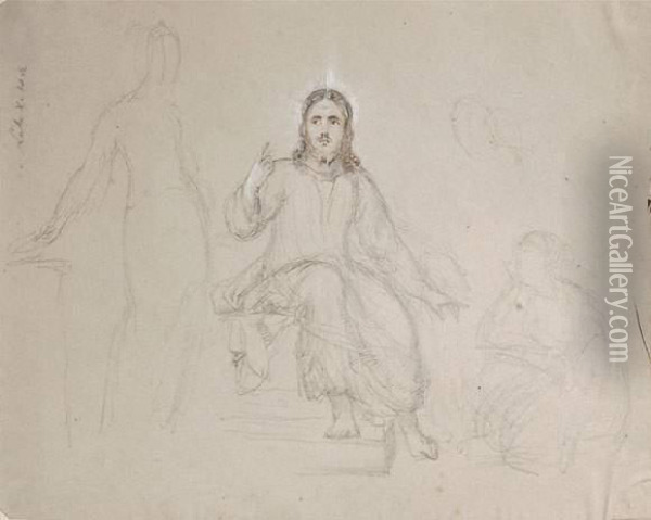 Jesus Entre Marthe Et Marie Oil Painting - Sir George Hayter