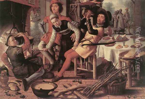 Peasants by the Hearth 1560 Oil Painting - Pieter Aertsen