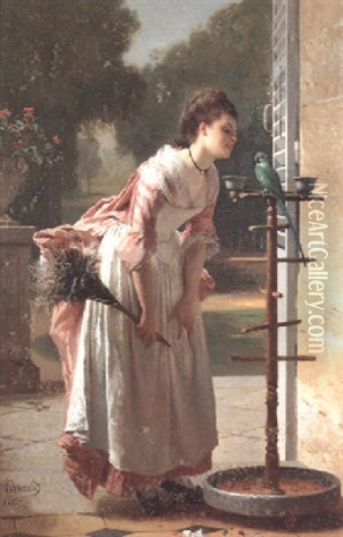 Feathered Friends Oil Painting - Joseph Caraud