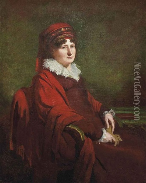 Portrait Of Lady Oxford (1774-1824) In A Red Dress Oil Painting - Sir Henry Raeburn