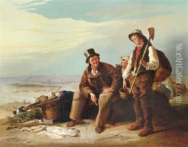 Fiskere Holder Hvil Oil Painting - Henry Perlee Parker