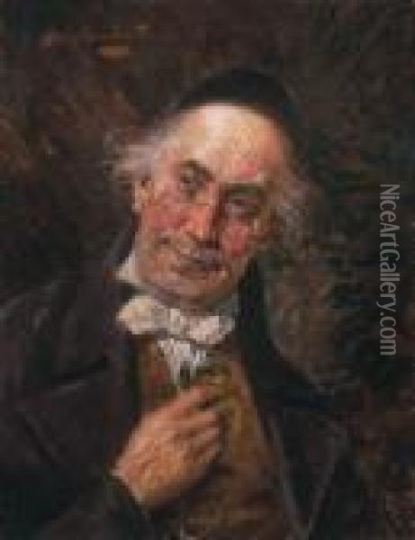 Man, Wearing Glasses Oil Painting - Alois Heinrich Priechenfried