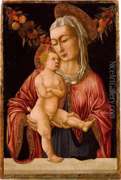 Madonna Con Bambino Oil Painting - Giovanni Francesco Da Rimini