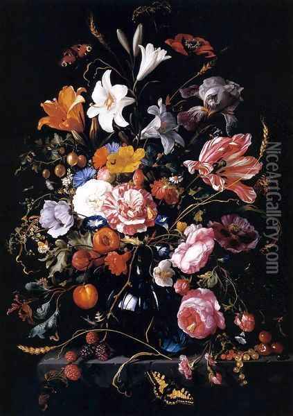 Vase with Flowers Oil Painting - Jan Davidsz. De Heem