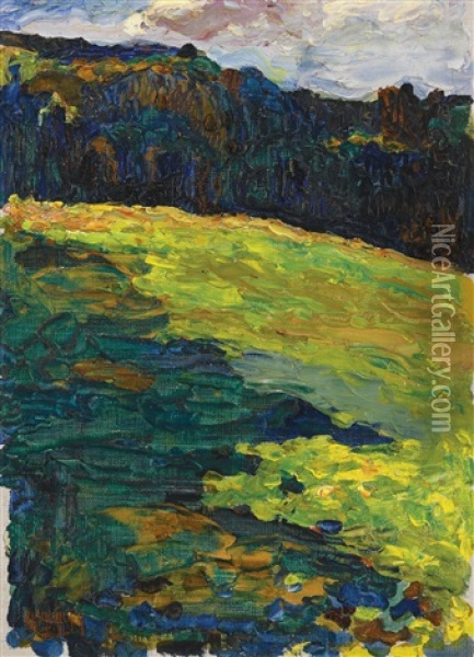 Kochel - Bergwiese Vor Waldrand (kochel - Mountain Meadow At The Edge Of The Forest) Oil Painting - Wassily Kandinsky