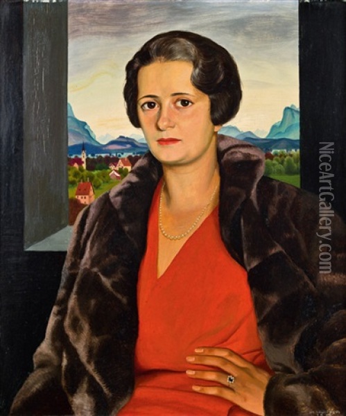 Portrat Der Frau Paula Von Schlozer Oil Painting - Herbert Reyl-Hanisch