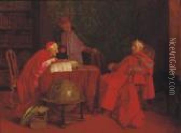 Conversing Cardinals Oil Painting - Wilhelm Lowith