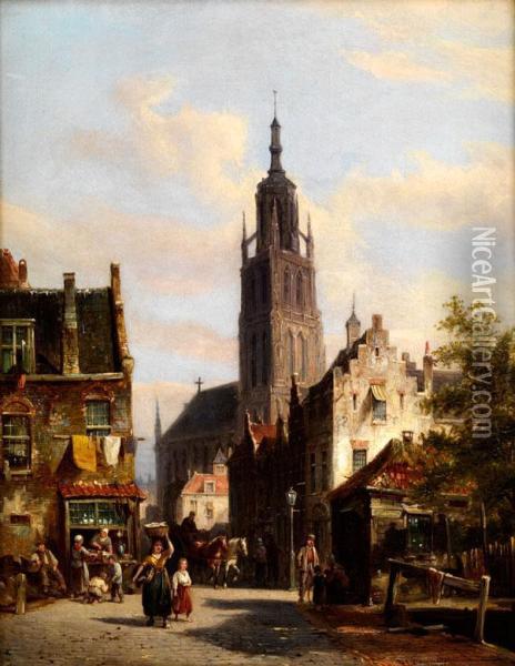 Hollandische Stadtansicht Oil Painting - Pieter Cornelis Dommershuijzen
