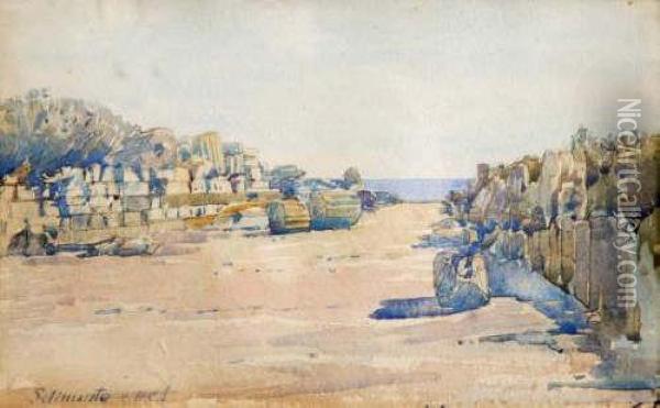 Ruins Of Sellinus Sicily Oil Painting - Harold Chalton Bradshaw
