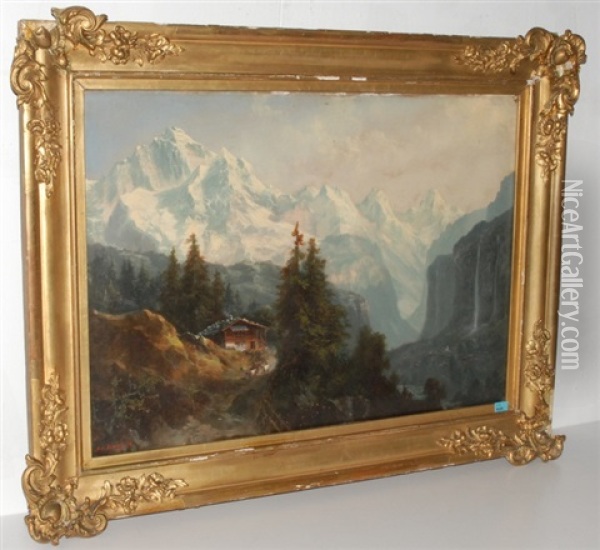 Das Lauterbrunnental Mit Blick Auf Das Jungfraumassiv Oil Painting - Arnold Albert Jenny