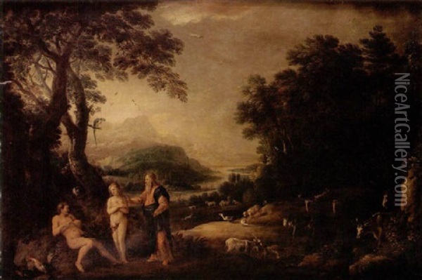 Adam Et Eve Au Paradis Terrestre Oil Painting - Gillis (Egidius I) Peeters