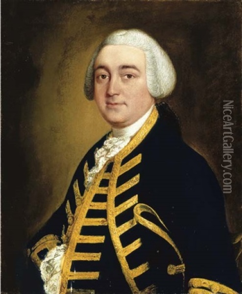 Portrait Of Christopher Griffith, Jr., Of Padworth, Half-length, In A Blue Coat Oil Painting - Thomas Gainsborough