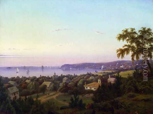 View of Irvington Looking toward Tarrytown, New York Oil Painting - Mauritz F. H. de Haas