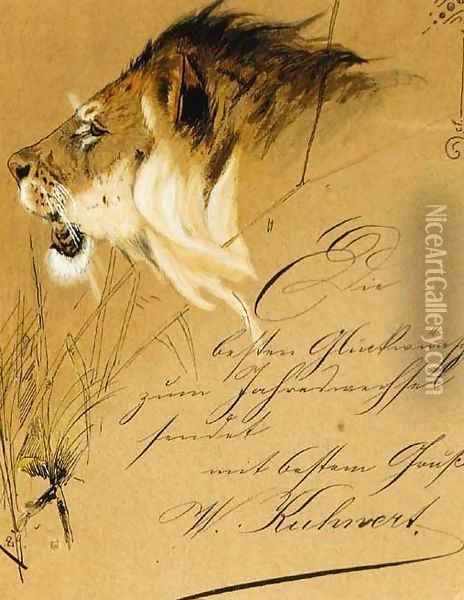 Lion Head Study Oil Painting - Wilhelm Kuhnert