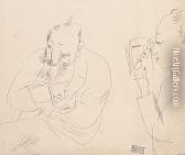 Two Men Reading Oil Painting - Jules Pascin