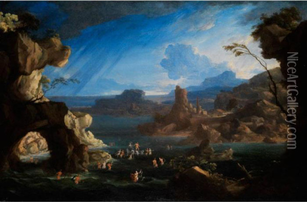 Triumphzug Der Galathea Oil Painting - Hendrik Frans Van Lint