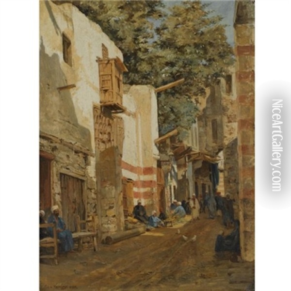 Street Of The Sharouri, Cairo Oil Painting - John Varley the Younger