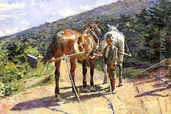 On the Tow-Path A Halt Oil Painting - Sanford Robinson Gifford