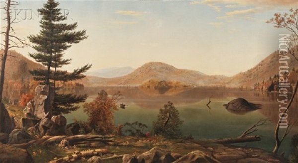 Adirondacks, Lake Lila, New York Oil Painting - Levi Wells Prentice