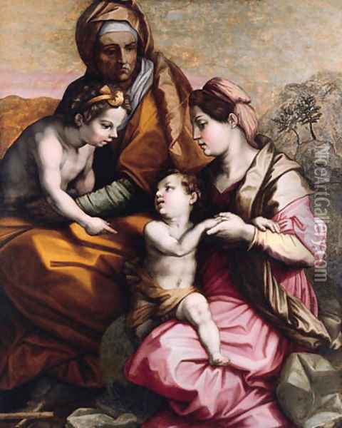 The Madonna and Child, Saint Elisabeth and the Infant Saint John the Baptist Oil Painting - Giorgio Vasari