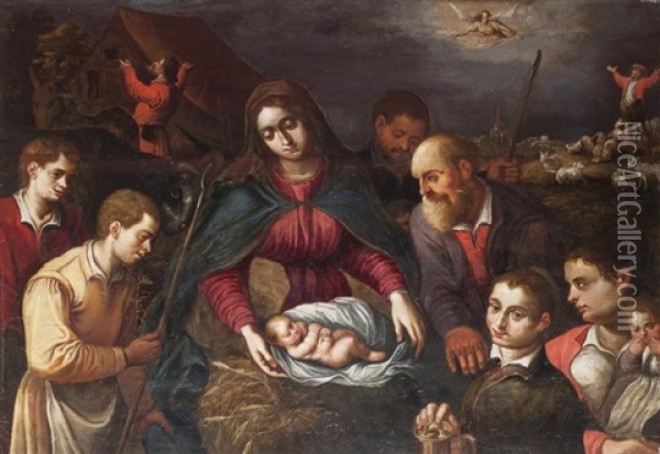 L'adoration Des Bergers Oil Painting - Giulio Campi