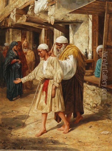 Blind Beggar Oil Painting - Carl Leopold Mueller
