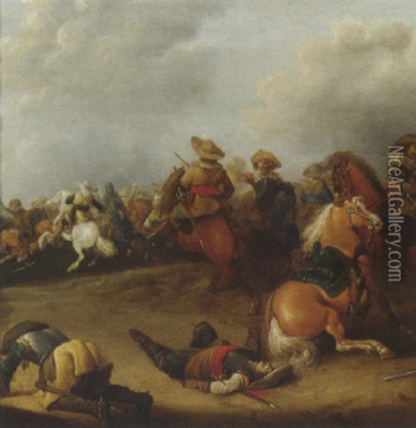A Cavalry Battle Oil Painting - Palamedes Palamedesz the Elder