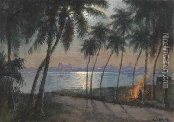 An Der Bucht Von Puerto Rico Oil Painting - Hans (Johannes) Bohrdt