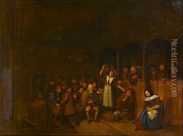 A Court Of Justice With A Woman Giving Evidence Oil Painting - Egbert Jaspersz. van, the Elder Heemskerck