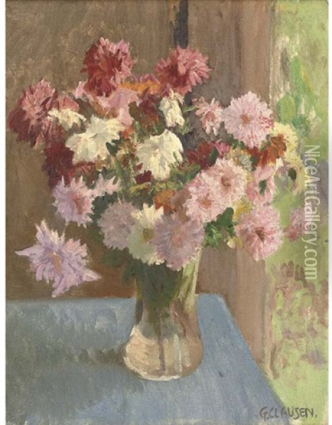 Chrysanthemums Oil Painting - Sir George Clausen