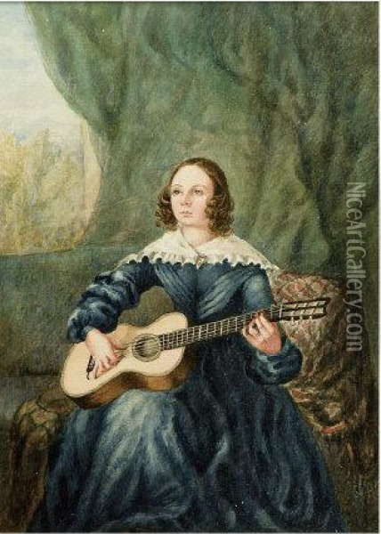Young Guitar Player Oil Painting - Maria Cornelissen