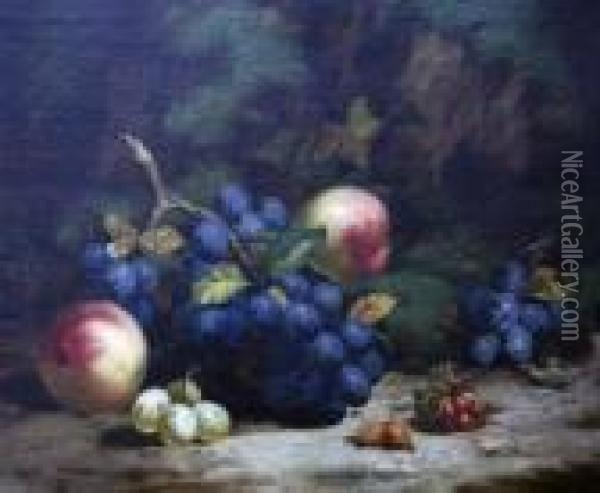 Fruit On A Mossy Bank Oil Painting - Charles Thomas Bale