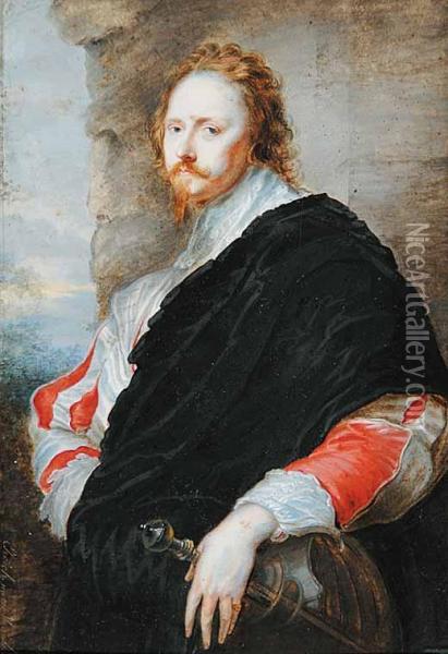 Untitled - Portrait Of A Cavalier After Sir Anthony Van Dyck Oil Painting - Ferdinand Ehricht