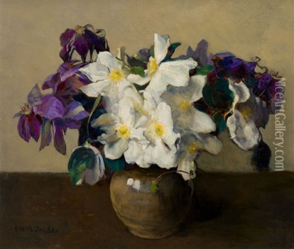 Flowers In A Vase Oil Painting - Frans David Oerder