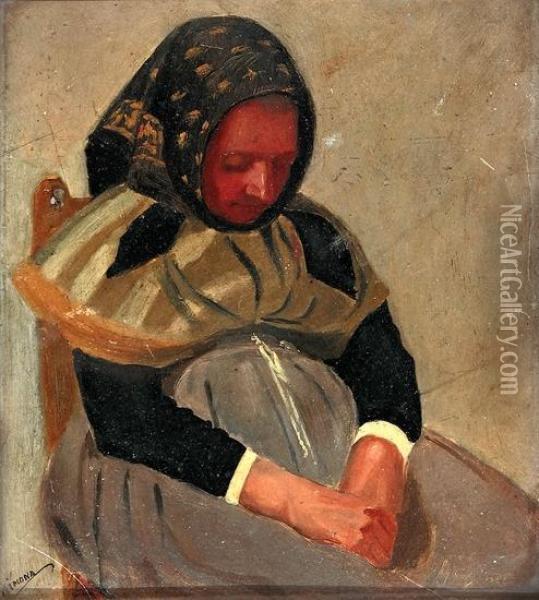 Una Anciana Oil Painting - Joan Llimona