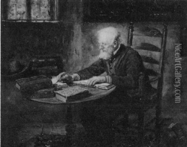 Man Writing Oil Painting - Sir Hubert von Herkomer