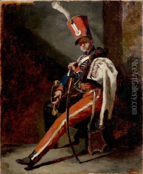 Etude Preparatoire Pour Le Trompette De Hussards D'orleans En Grande Tenue (preparatory Study) Oil Painting - Theodore Gericault