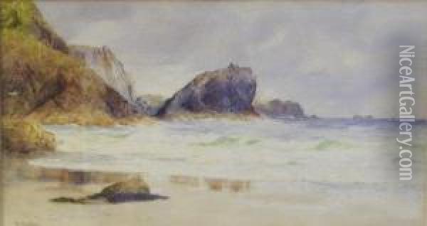 The Lion Rock, Kynance. Oil Painting - William Casley