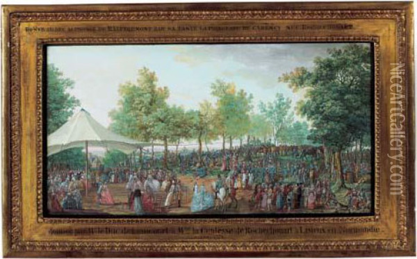 Fete Donnee Par Le Duc De 
Liancourt A Madame La Comtesse De Rochechouart A Lisieux En 1771 Oil Painting - Olivier Lemay