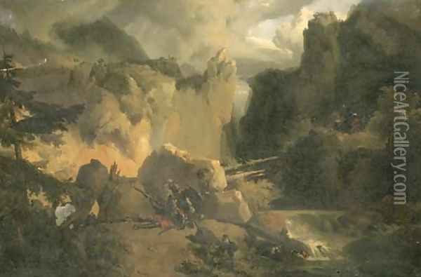 Roland and Oliver at the Battle of Roncesvalles Oil Painting - Achille-Etna Michallon